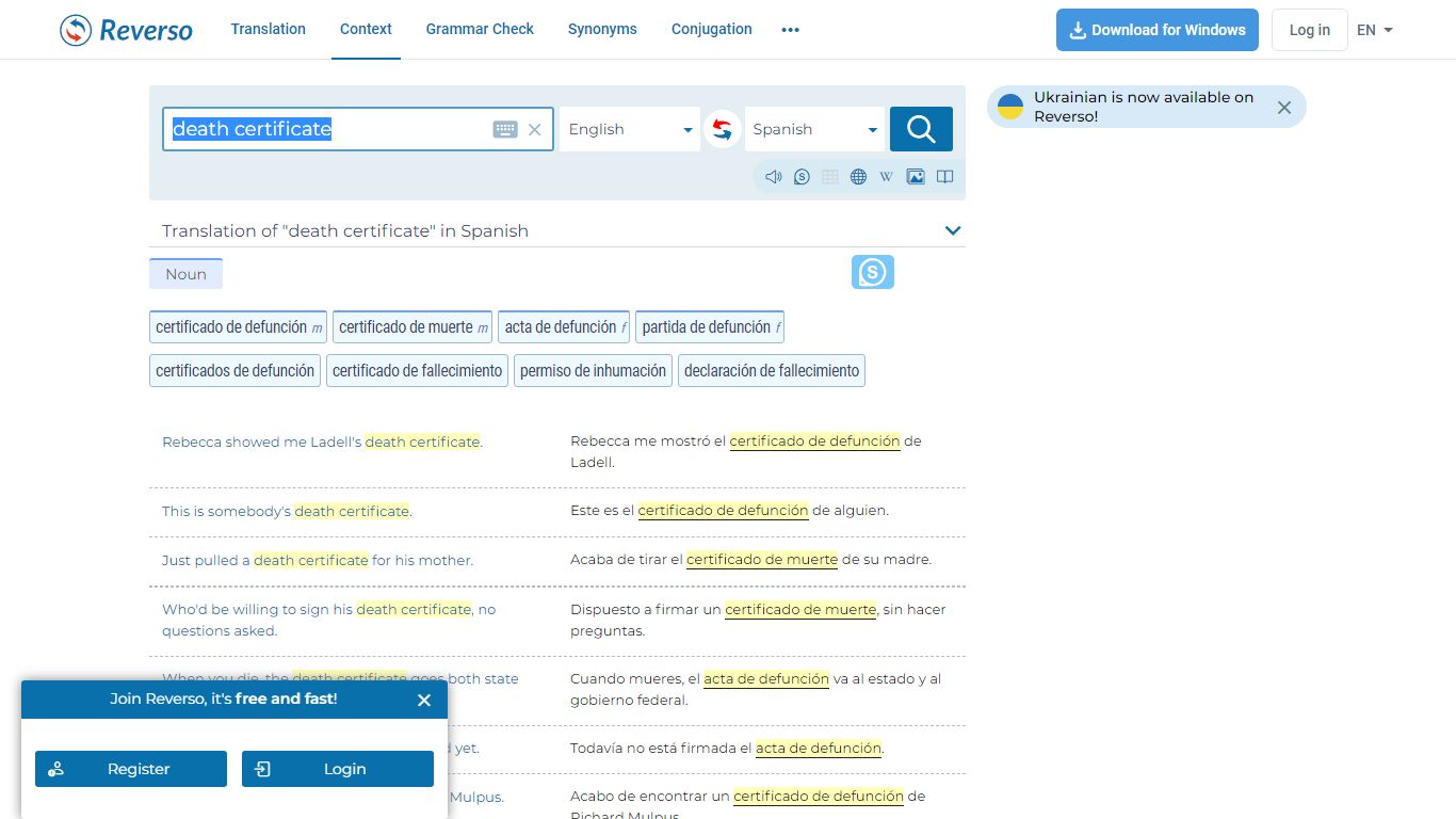 death certificate - Translation into Spanish - examples English ...